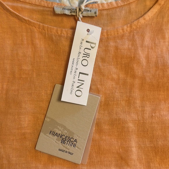 NWT Italian linen top peach S FRANCESCA BETTINI - Picture 2 of 3